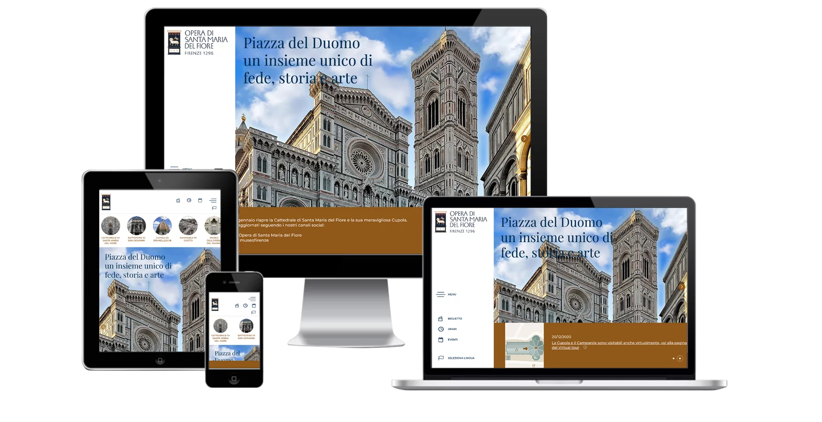 il sito web della Piazza del Duomo visto su dispositivi divers